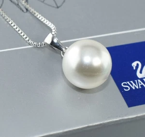 18ct White gold Filled 10mm made with Swarovski Crystal Pearls Necklace T/3125 - Picture 1 of 3
