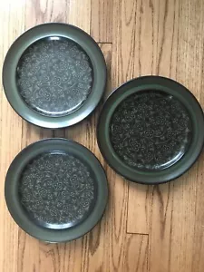 Vintage franziskanisches Madeira Steingut 3er Set 10 1/4" grün braun Essteller - Bild 1 von 6
