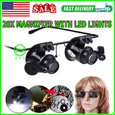 20X Magnifying Magnifier Glasses Magnifaction Jeweler Loupe Repair LED Light New