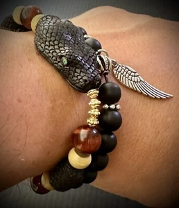 Bracelet 18k gold beads  Biker Style - Picture 1 of 8