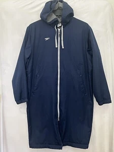 Speedo Navy Blue Swimming Parka Jacket Knee Length Warmup Coat Size M 7201306 - Picture 1 of 14