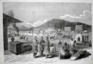 CIVIL WAR: Soldiers at Train Station - Stevenson, Alabama; 1863 reprint 1866 - Picture 1 of 1
