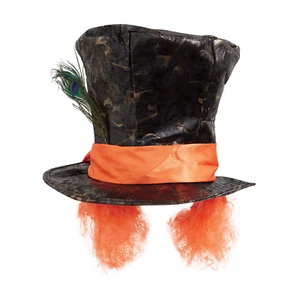 Mad Hatter Top Hat with Hair Alice Book Week Day Fancy Dress Accessory New - Picture 1 of 1