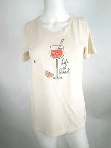 Life is Good Women S/S Crusher Lite Vee Aperol Spritz Putty White Small 108015 - Picture 1 of 11