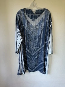 CATHERINES Paisley donna blu con Bling manica 3/4 tg 3x 26/28w - Foto 1 di 7