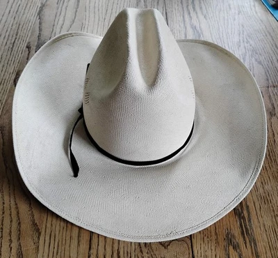Chapéu de cowboy Stetson masculino palha ocidental natural tamanho 7 com cinto ventilado rancher CL - Imagem 1 de 4