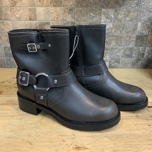 Universal Thread Damen grau Moto Stiefeletten Größe 11 seitlicher Reißverschluss Schnalle neu mit Etikett - Bild 1 von 7