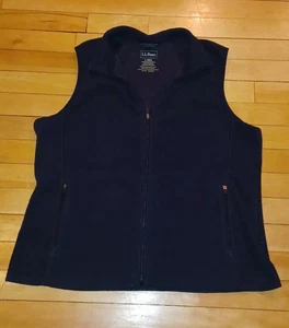 Women's L.L. Bean Fleece Vest Jacket Coat Fall Winter Black Size Large - Picture 1 of 6