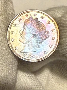 OLD U.S. COIN BU UNC. 1883 LIBERTY V NICKEL IN COLLECTIBLE CONDITION Toned - Picture 1 of 2