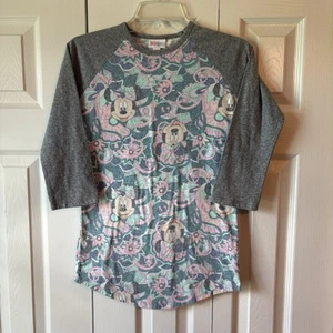 LuLaRoe Minnie Mouse Raglan Shirt 3/4 Sleeve Crew Neck Womens Size XS - Picture 1 of 7