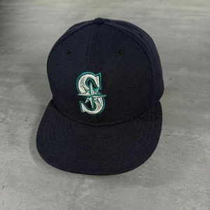 Vintage Seattle Mariners Hat New Era Cap 7 3/4 Navy USA Made Home Jersey 2000s - Picture 1 of 8