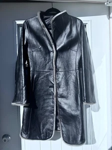 DAMEN ~ MANTEL ~ MADE IN ITALY ~ VINTAGE LEDER FELL GR. XS SEHR GUTER ZUSTAND Gr84 WEIHNACHTEN - Bild 1 von 11