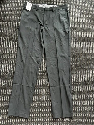 Haggar Mens Black Super Flex Waistband Dress Pants Slim Straight Size 36X34 NWT - Image 1 of 4