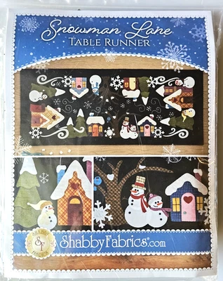 Shabby Fabrics SNOWMAN LANE Invierno Mesa Corredor Kit Patrón + Telas 17"x41.5" Foto 1 de 4