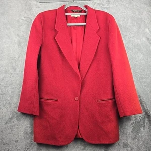 LL Bean Blazer Jacket Womens 12R Wool Cashmere Blend Red Wine Coat Made in USA - Picture 1 of 14