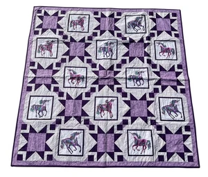 Magical Unicorn 63” Square Whimsical Purple Handmade Quilt Blanket Fantasy Decor - Picture 1 of 10