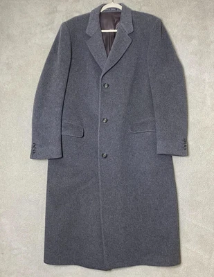 Hammersley Coat Mens 42L Gray Wool Cashmere Blend Overcoat Made England Topcoat - Image 1 of 4