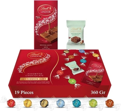 Lindt Lindor Official Letterbox Gift - 360g (19-piece Set) - Chocolate Truffles - Image 1 of 4