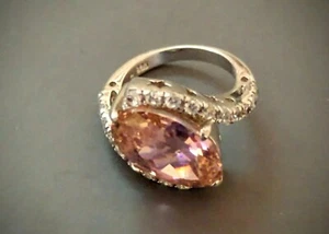 Eleganter & schöner rosa Saphir? mit Zirkonias Ring ~ 925 Sterling Silber  - Bild 1 von 10