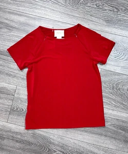 Blusa Cache De Colección Roja Manga Corta Jersey Tejido Elástico Top Detalle Cremallera y2k M Nueva - Imagen 1 de 9