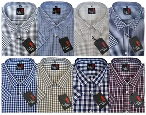 Camisa causal teñida de hilo de polietileno algodón talla King a cuadros de manga corta 3XL - 6XL - Imagen 1 de 17