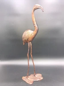 Vintage MCM Painted Solid Brass Flamingo 22 1/2” Figurine - Picture 1 of 13
