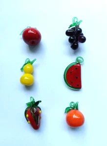 Lot Of 6 Vintage Art Glass Fruit Ornaments - Picture 1 of 17