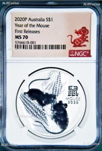 2020 P Australia Silver Lunar Year of the MOUSE NGC MS 70 1oz $1 Coin Series III - Picture 1 of 2