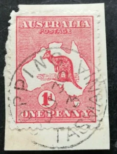 1913 Australia 1d red Die 2 Kangaroo stamp Used COPPING TASMANIA Postmark - Picture 1 of 2