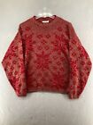 Rose Womens Sweater Medium Red Snowflakes Christmas Vintage USA MADE