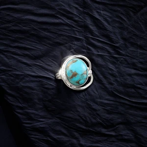 Blue Copper Turquoise Gemstone 925 Sterling Silver Ring Handmade Jewelry - Picture 1 of 3