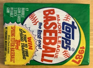 1987 Topps Wax Pack Eric King Rookie Card (RC) Tigers Pitcher Showing Top Front