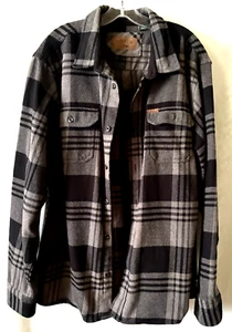 Orvis Heavyweight Flannel Plaid Shacket Shirt Jacket Blk/Grey 1312517 Men XXL - Picture 1 of 10