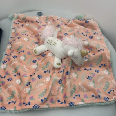 Manta de seguridad Mary Meyer melocotón y unicornio verde Lovey suave felpa extremos anudados Foto 1 de 2