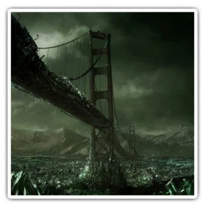 2 x Square Stickers 10 cm - Post Apocalyptic Crystal World Bridge #46171 - Photo 1/9