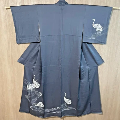 Japanese kyoto beautifulKimono NavyBblue  height66.92inch silk Kyoyuzen - Image 1 of 4