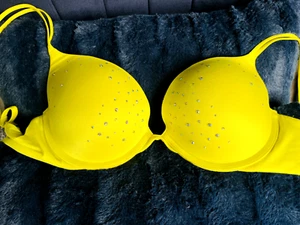 Victoria Secret Bra 36C Very Sexy Push-Up Rhinestone Yellow Smooth Cup Padded - Picture 1 of 8