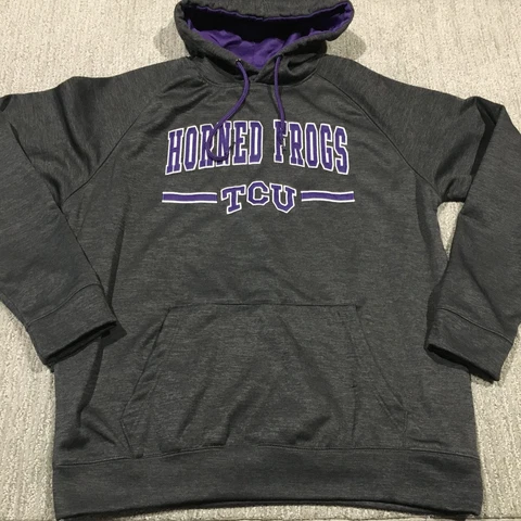 TCU Horned Frogs Jacket Mens Medium Gray Hoodie Christian College Football Logo Cover