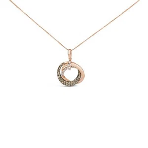 14K Rose Gold 3/4 Cttw Brown and White Diamond 18" Pendant Necklace(G-H, SI2-I1) - Picture 1 of 6