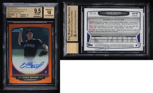 2013 Bowman Chrome Prospects Orange Refractor /25 Eddie Butler BGS 9.5 Auto