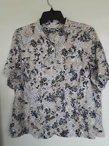 CJ Banks By Christopher & Banks Multi Floral Leinen Viskose Hemd Bluse Gr. X - Bild 1 von 3