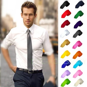 Lässige einfarbige einfache klassische schmale Herrenkrawatte aus 100 % neuer Seide Jacquard gewebt - Bild 1 von 12