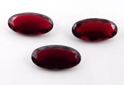 172.50 Cts 3 Pcs Lab Created Garnet Oval Cut Loose Gemstone 20X40 MM P-1118 - Image 1 of 3