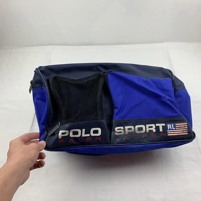 Винтажная спортивная сумка Polo Sport Ralph Lauren средний размер синий черный чемодан 90-х - Изображение 1 из 4