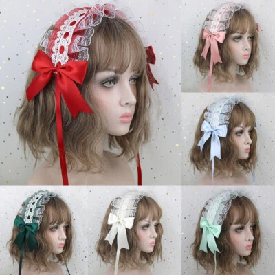 Diadema Lolita Volantes Moño Encaje Prendas para la cabeza Princesa Gótica Dulce Accesorio para el cabello Foto 1 de 4