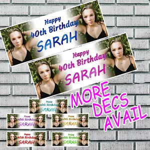 PERSONALISED PHOTO BIRTHDAY PARTY BANNERS -18th 21st Matching decs Available - Picture 1 of 3