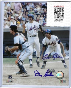 1973 New York Mets Baseball Don Hahn & Felix Millan foto firmata 8x10 (AIV COA) - Foto 1 di 6