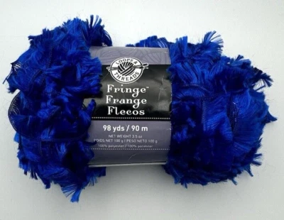 1 skein Loops & Threads FRINGE Eyelash Yarn ROYAL BLUE 3.5 oz 98yds Discontinued - Image 1 of 4