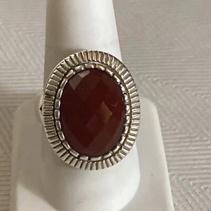 Whitney Kelly Beautiful Sterling Silver Faceted Red Carnelian Ring Size 9 1/4 - Picture 1 of 8