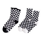 2 Pairs Black and White Plaid Socks -matching Warm